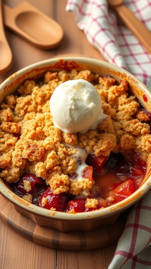 Sara Crumbleleg Recipe A delicious Sara Crumbleleg dessert with a golden crumble topping and fruit filling, served with ice cream.